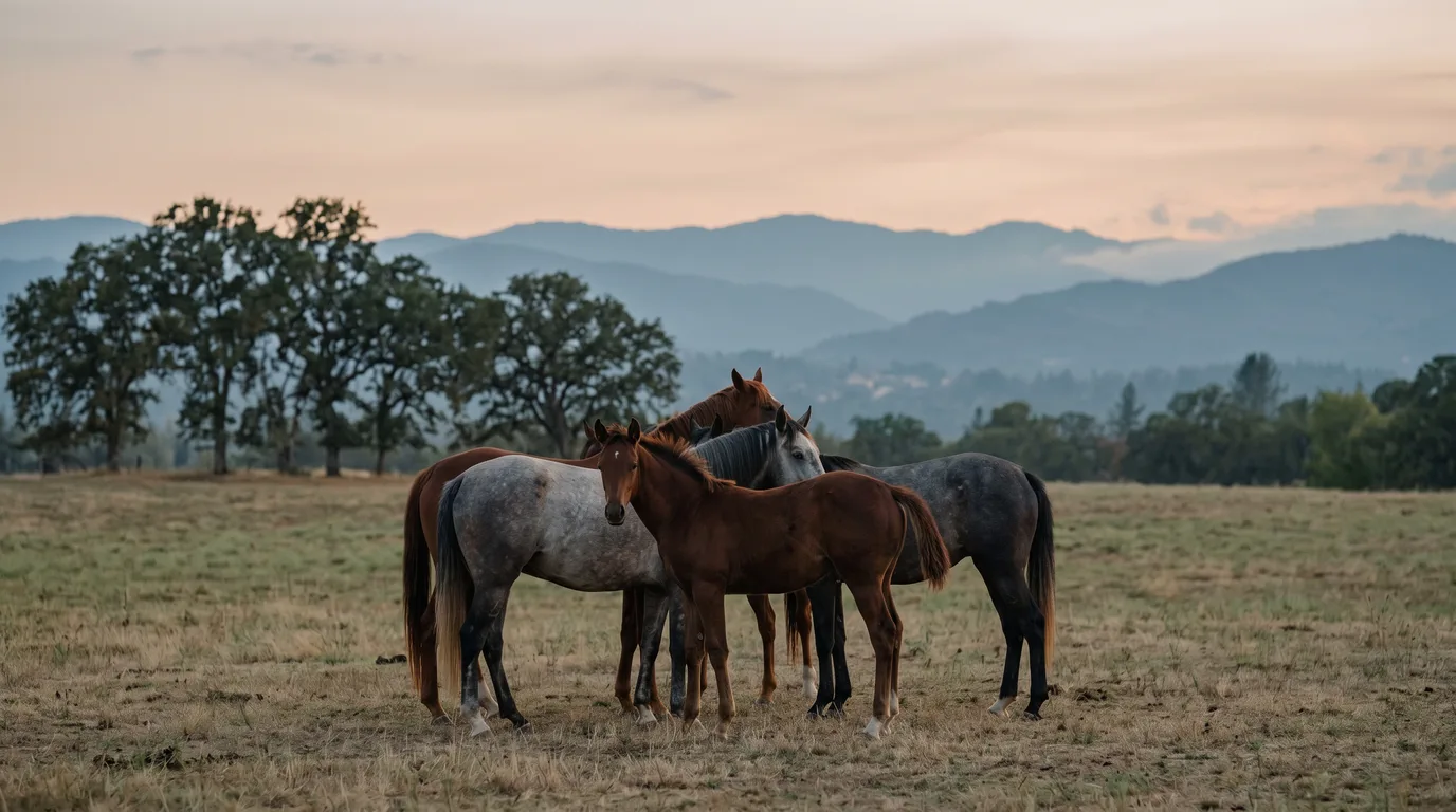 Chevaux en liberté, Les Écuries du Palordet, Ain